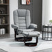 Faux Leather Recliner Chair 85cm Wide With Footstool - Velmora