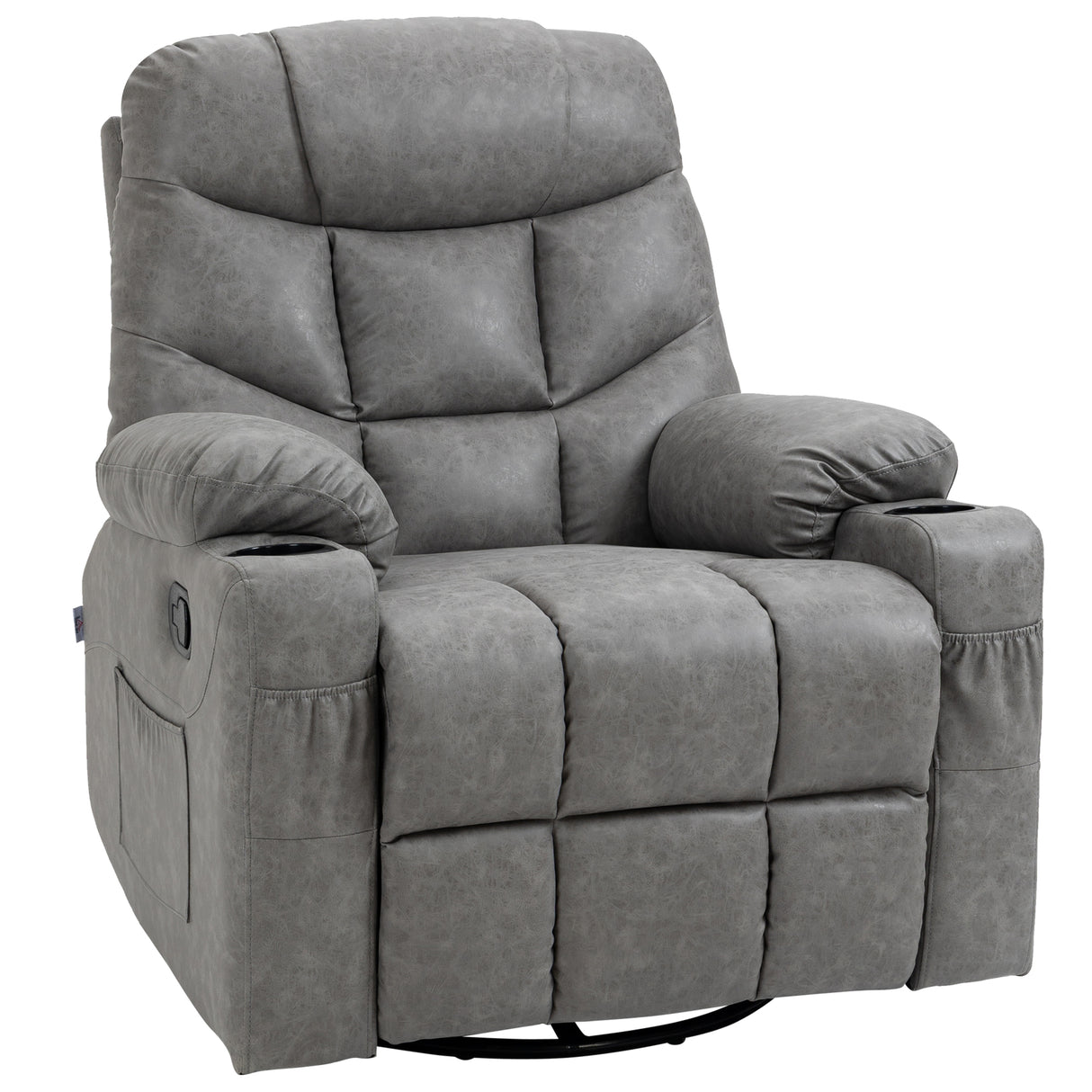 Faux Leather Recliner Chair 86cm Wide With Footrest And 2 Cup Holders - Velmora