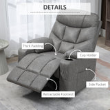 Faux Leather Recliner Chair 86cm Wide With Footrest And 2 Cup Holders - Velmora