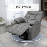 Faux Leather Recliner Chair 86cm Wide With Footrest And 2 Cup Holders - Velmora