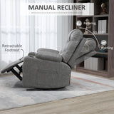 Faux Leather Recliner Chair 86cm Wide With Footrest And 2 Cup Holders - Velmora