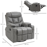 Faux Leather Recliner Chair 86cm Wide With Footrest And 2 Cup Holders - Velmora