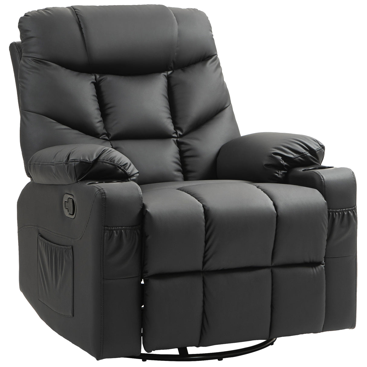 Faux Leather Recliner Chair 86cm Wide With Footrest And 2 Cup Holders - Velmora