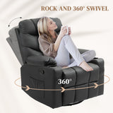 Faux Leather Recliner Chair 86cm Wide With Footrest And 2 Cup Holders - Velmora