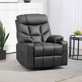 Faux Leather Recliner Chair 86cm Wide With Footrest And 2 Cup Holders - Velmora