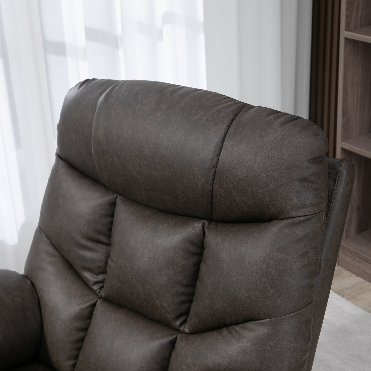 Faux Leather Recliner Chair 86cm Wide With Footrest And 2 Cup Holders - Velmora