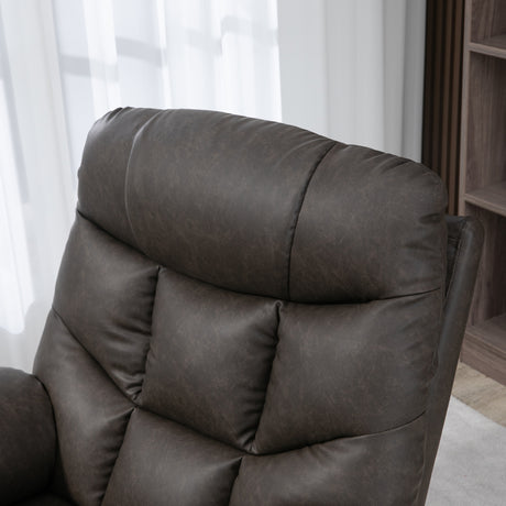 Faux Leather Recliner Chair 86cm Wide With Footrest And 2 Cup Holders - Velmora
