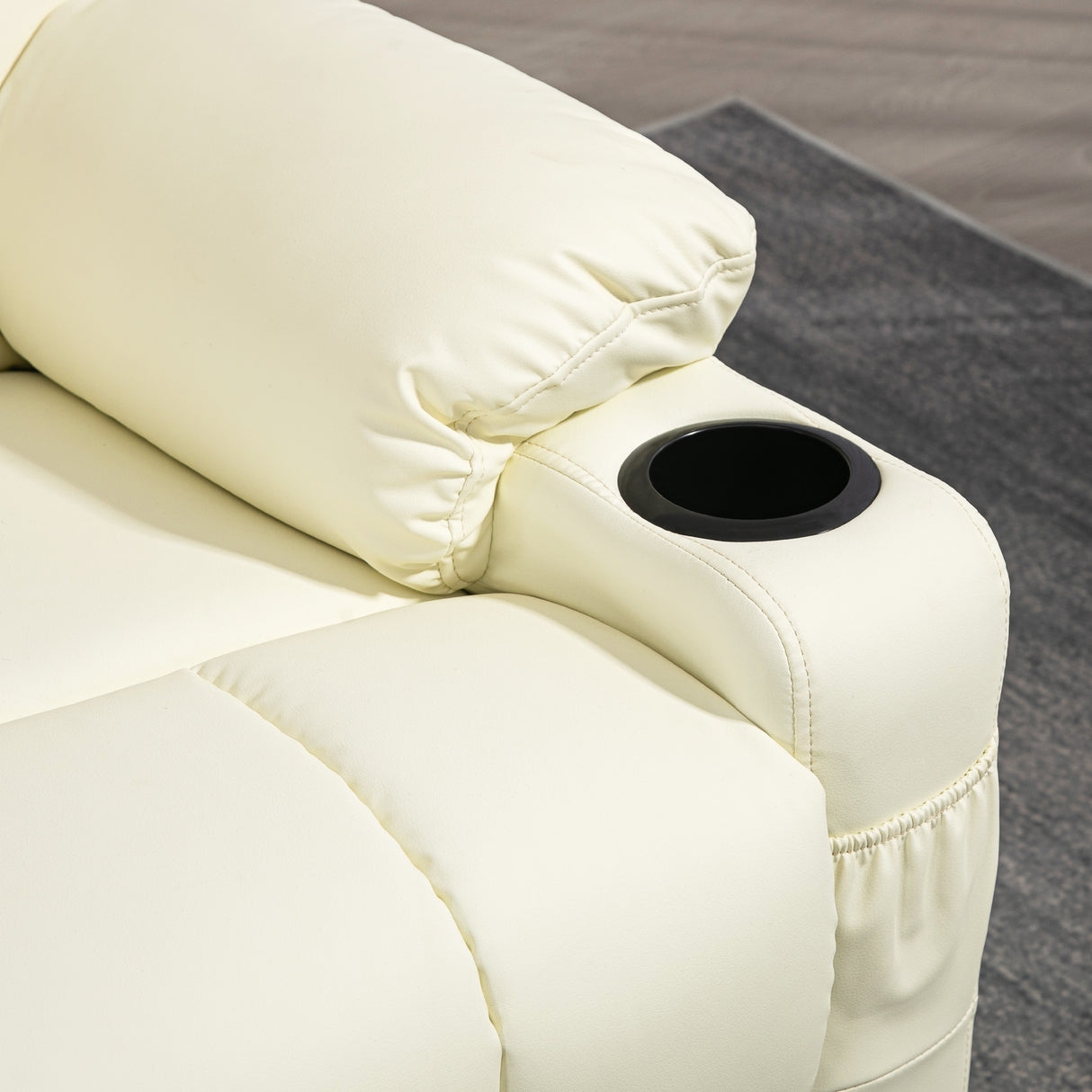 Faux Leather Recliner Chair 86cm Wide With Footrest And 2 Cup Holders - Velmora