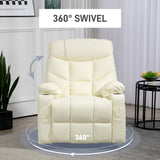 Faux Leather Recliner Chair 86cm Wide With Footrest And 2 Cup Holders - Velmora