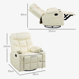 Faux Leather Recliner Chair 86cm Wide With Footrest And 2 Cup Holders - Velmora