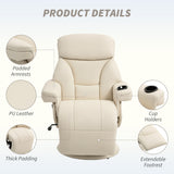 Faux Leather Recliner Chair 86cm Wide With Footrest - Velmora