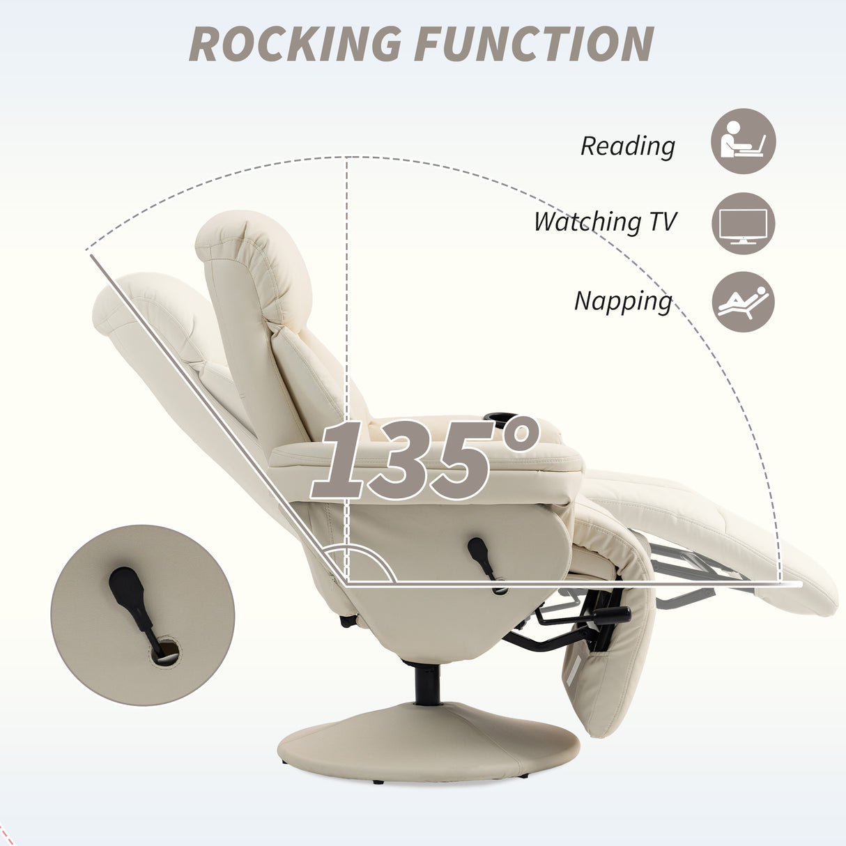 Faux Leather Recliner Chair 86cm Wide With Footrest - Velmora