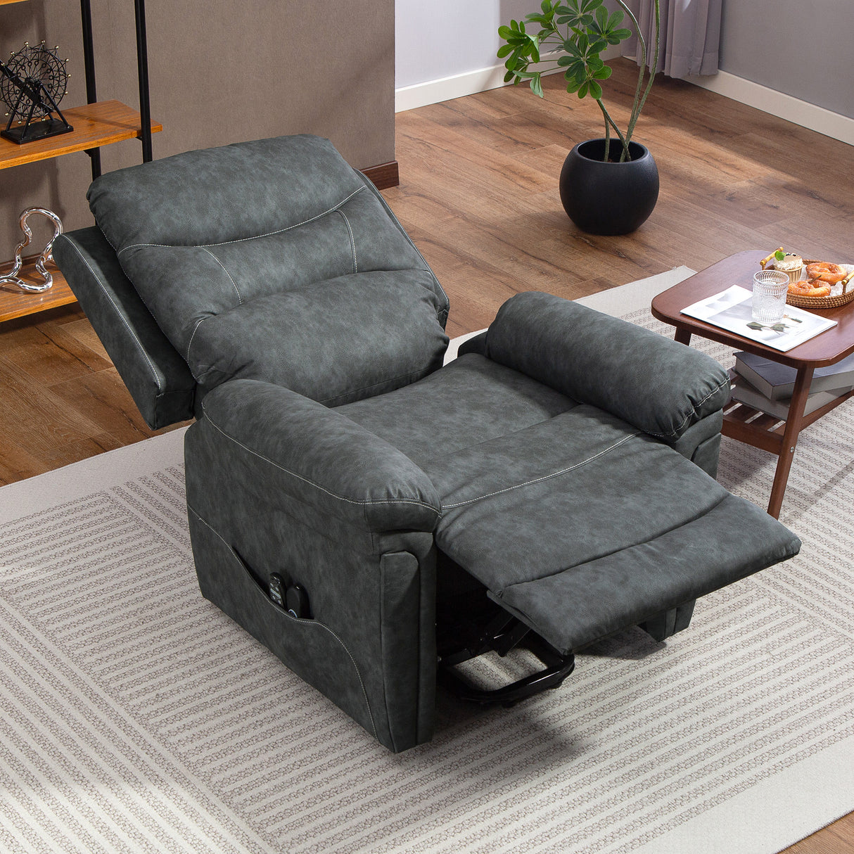 Faux Leather Recliner Chair 91cm Wide With Footrest - Velmora