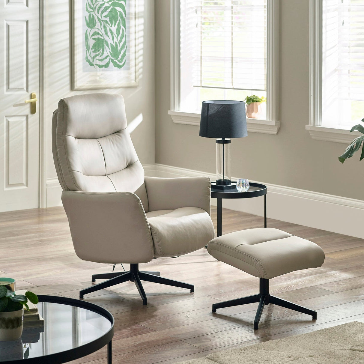 Faux Leather Recliner Chair With Stool - Priya