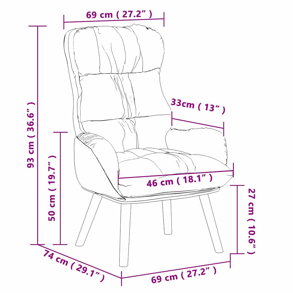 Faux Leather Relaxing Accent Chair 69cm Wide - Vantage Home