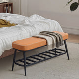 Faux Leather Shoe Storage Bench 82cm Wide With Metal Frame - Velmora