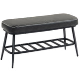 Faux Leather Shoe Storage Bench 82cm Wide With Metal Frame - Velmora