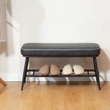 Faux Leather Shoe Storage Bench 82cm Wide With Metal Frame - Velmora