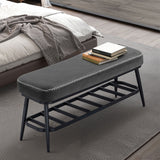 Faux Leather Shoe Storage Bench 82cm Wide With Metal Frame - Velmora
