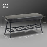 Faux Leather Shoe Storage Bench 82cm Wide With Metal Frame - Velmora