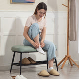 Faux Leather Shoe Storage Bench 82cm Wide With Metal Frame - Velmora