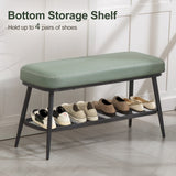 Faux Leather Shoe Storage Bench 82cm Wide With Metal Frame - Velmora