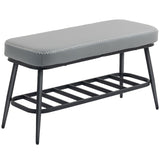 Faux Leather Shoe Storage Bench 82cm Wide With Metal Frame - Velmora