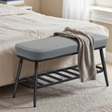Faux Leather Shoe Storage Bench 82cm Wide With Metal Frame - Velmora