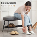 Faux Leather Shoe Storage Bench 82cm Wide With Metal Frame - Velmora