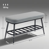 Faux Leather Shoe Storage Bench 82cm Wide With Metal Frame - Velmora
