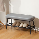 Faux Leather Shoe Storage Bench 82cm Wide With Metal Frame - Velmora