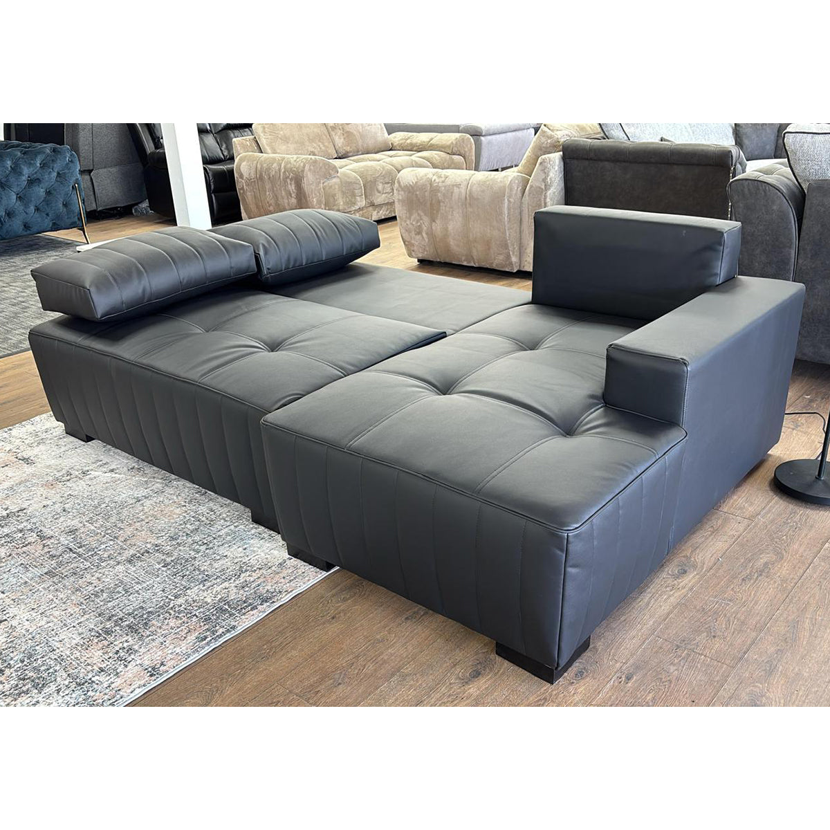 Faux Leather Sofa Bed Right Hand Facing Corner - Hugo | Cozy Furniture ...