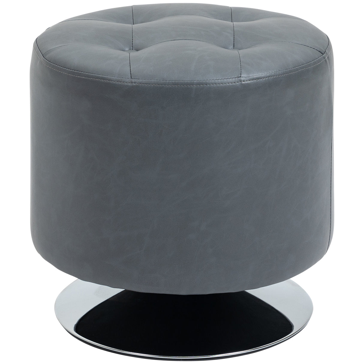 Faux Leather Storage Ottoman 45.5cm Wide Round - Velmora