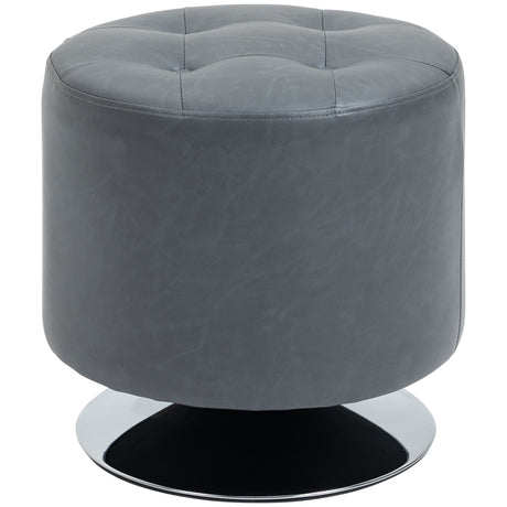 Faux Leather Storage Ottoman 45.5cm Wide Round - Velmora
