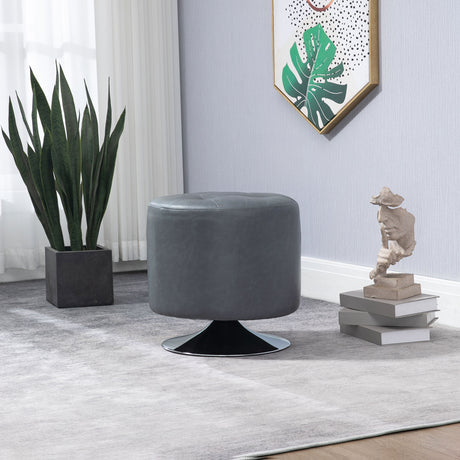 Faux Leather Storage Ottoman 45.5cm Wide Round - Velmora