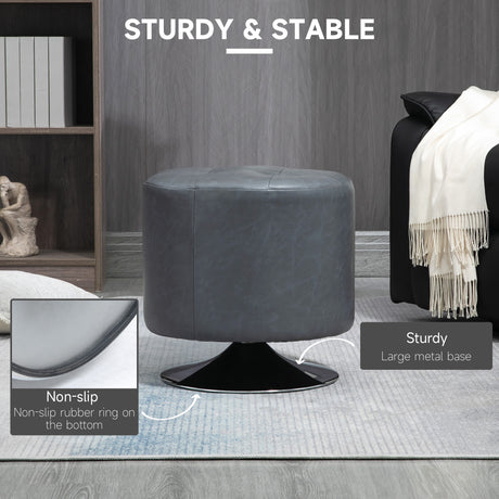 Faux Leather Storage Ottoman 45.5cm Wide Round - Velmora