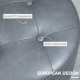 Faux Leather Storage Ottoman 45.5cm Wide Round - Velmora