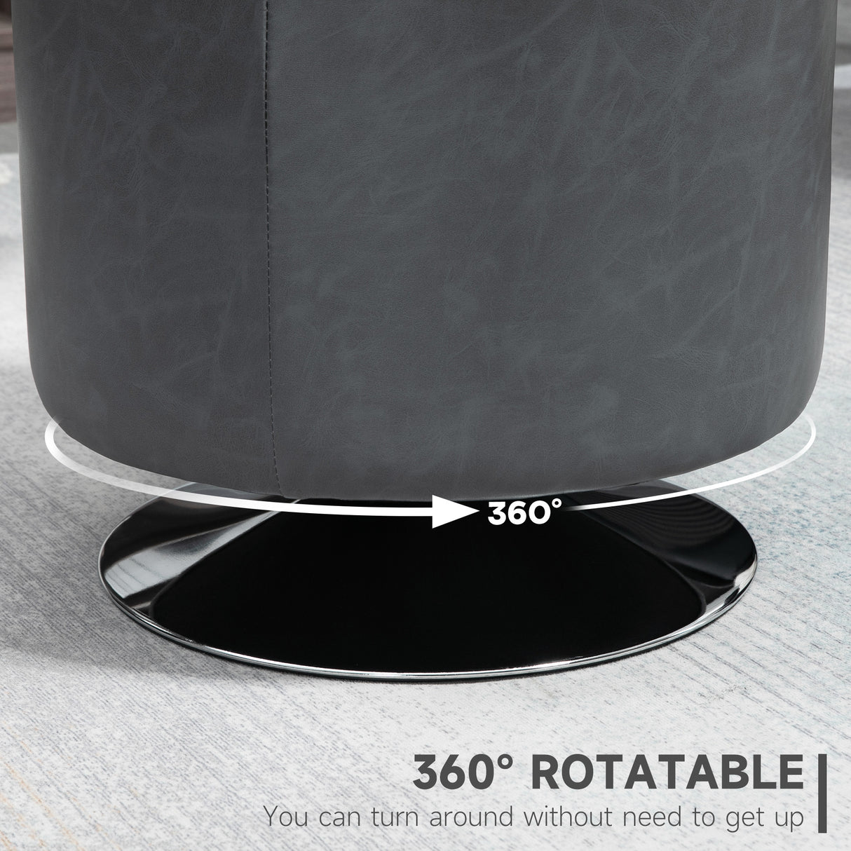 Faux Leather Storage Ottoman 45.5cm Wide Round - Velmora