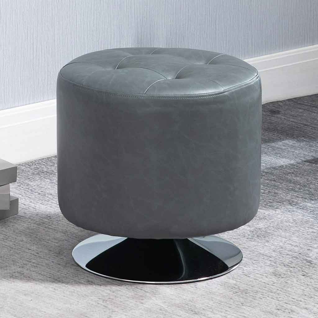 Faux Leather Storage Ottoman 45.5cm Wide Round - Velmora
