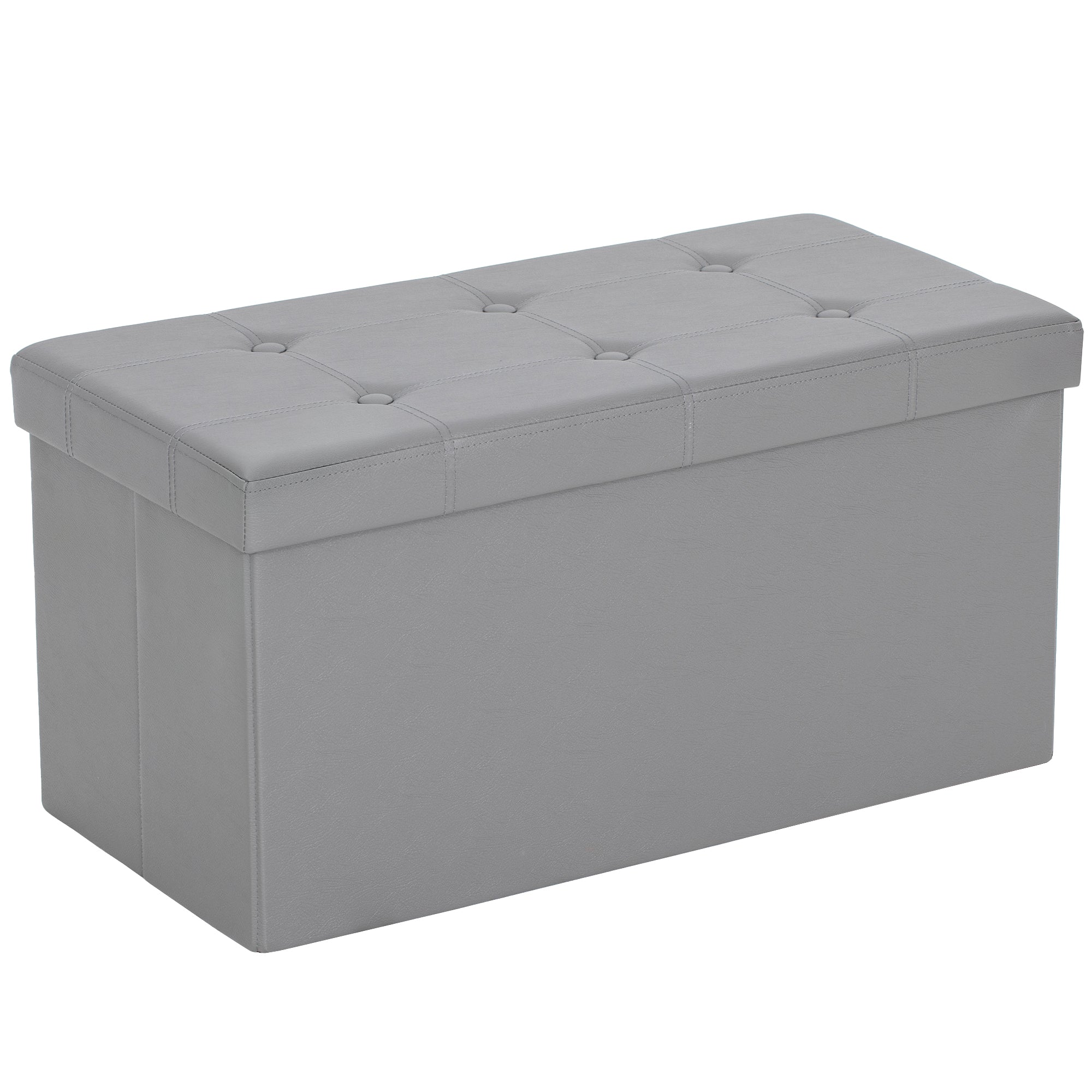 Faux Leather Storage Ottoman 76cm Wide - Velmora