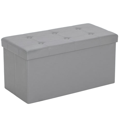 Faux Leather Storage Ottoman 76cm Wide - Velmora