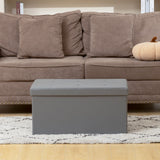 Faux Leather Storage Ottoman 76cm Wide - Velmora