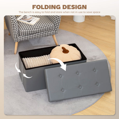 Faux Leather Storage Ottoman 76cm Wide - Velmora