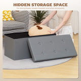 Faux Leather Storage Ottoman 76cm Wide - Velmora