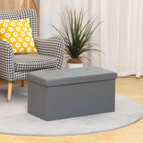 Faux Leather Storage Ottoman 76cm Wide - Velmora
