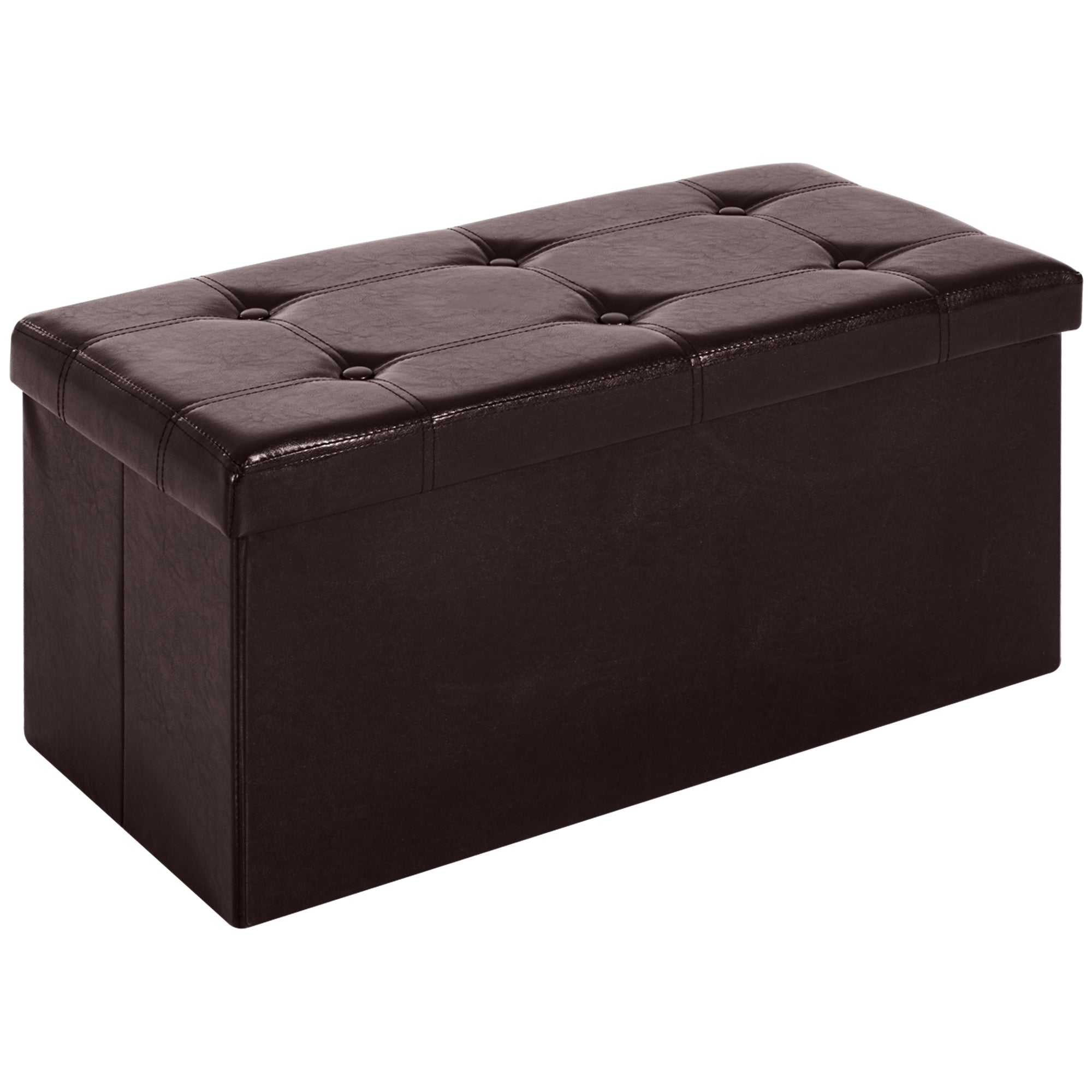 Faux Leather Storage Ottoman 76cm Wide - Velmora