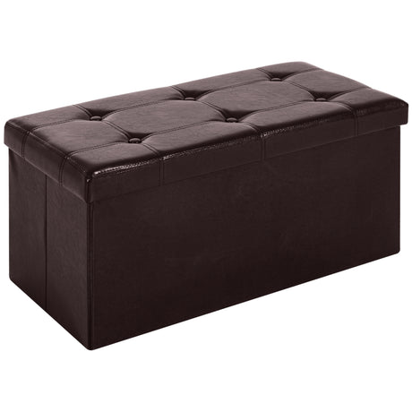 Faux Leather Storage Ottoman 76cm Wide - Velmora