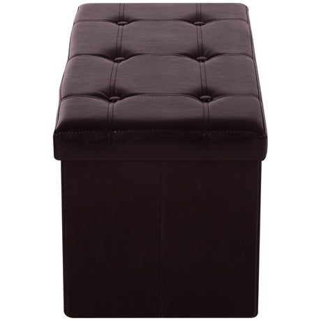 Faux Leather Storage Ottoman 76cm Wide - Velmora