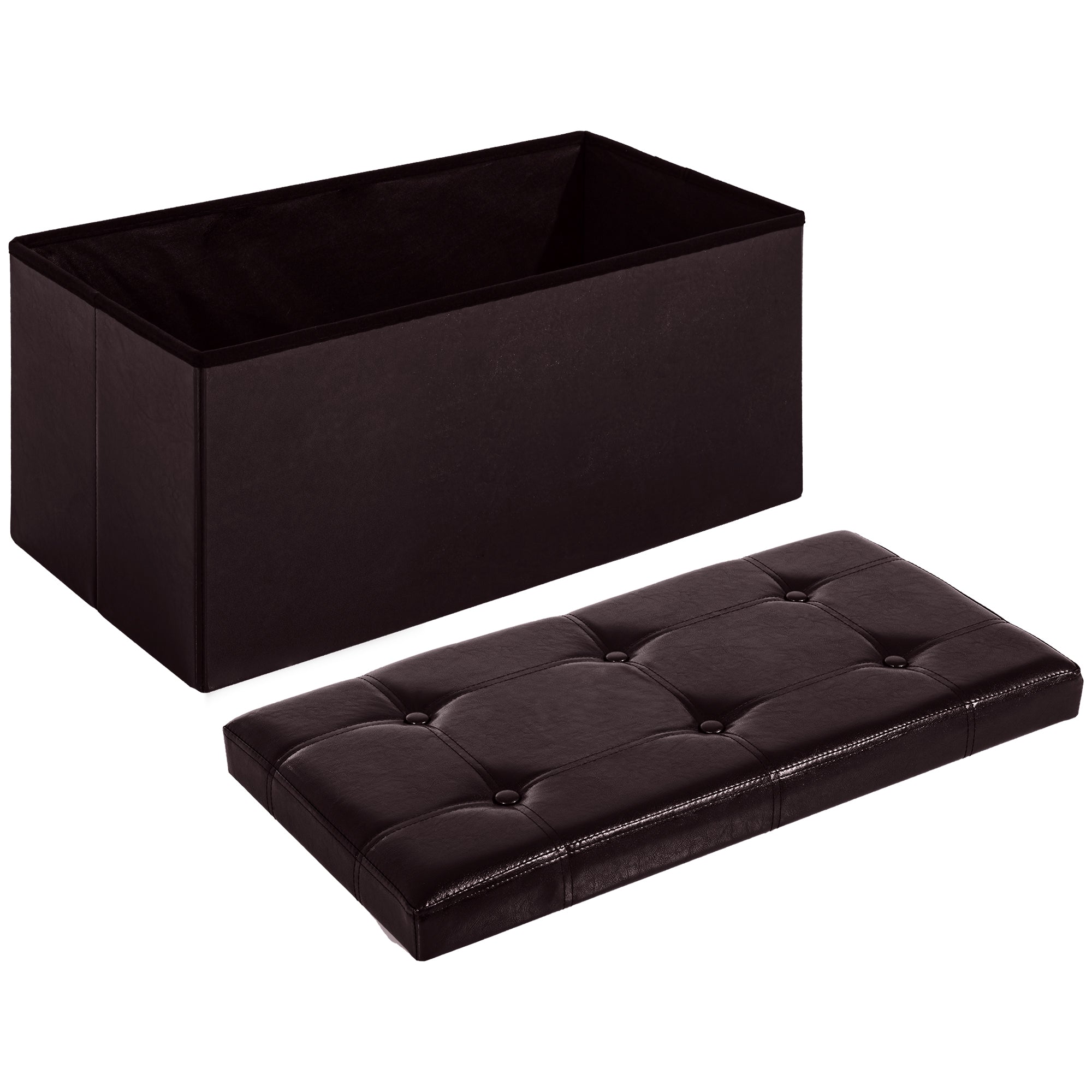 Faux Leather Storage Ottoman 76cm Wide - Velmora
