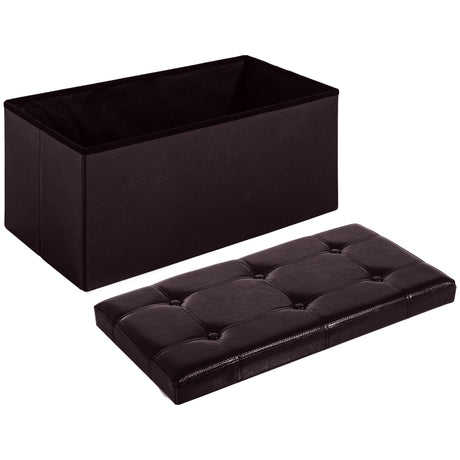 Faux Leather Storage Ottoman 76cm Wide - Velmora